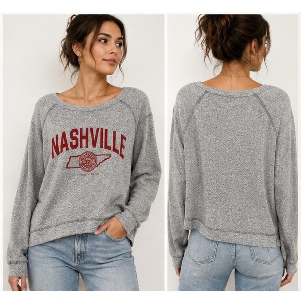 Country Music Hall of Fame Sweatshirt Women XL Nashville Americana Grey Raglan